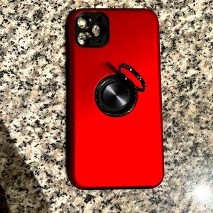 Red 11Pro Max case with 360 metal rotating ring holder